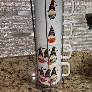 Ciroa Halloween Gnome Stacking Mugs - White and Black
